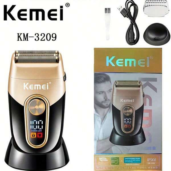 Kemei Hochwertige elektrische Rasiermaschine mit drei Klingenköpfen Kemei Km-3209 Folien-Trimmer Rasierer