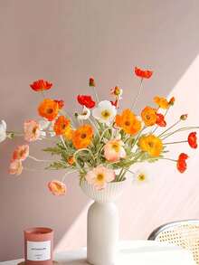 1pc/4pcs Artificial Poppy Flowers, Vibrant Silk Flower Plush Stick Simulation Flowers, Poppy Rose Simulation Flowers, Nordic Style Home Decoration, Suitable For Table Center Decoration, Outdoor Gardens, Wedding Decoration, Holiday Parties, DIY Vase Flower Arrangement Decoration | Artificial Plants, Autumn Harvest Festival, Thanksgiving, Halloween, Christmas Decoration