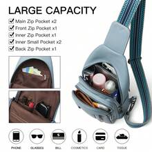 LATMAP Crossbody Bag For Women Men Sling Bag Small Casual Rucksack Bag For Women PU Leather Fanny Pack Crossbody Travel Purse For Hiking Shopping,Back To School Season Essentials & Holiday Essentials - Sky Blue - View 7