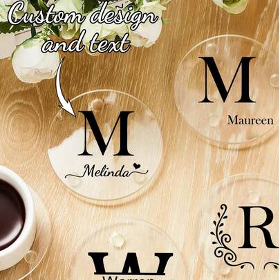 1pc Customized Clear Round/Square Coaster Decorative Glass Plate For Wedding Table Decor, Crafts, Home Decoration And Party