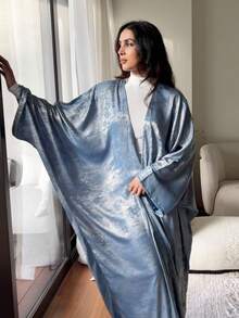 Elegant Shiny Ramadan Abaya , Fashionable Ramadan Robe , Graceful Party Robe For Valentine's Day - Blue - View 3