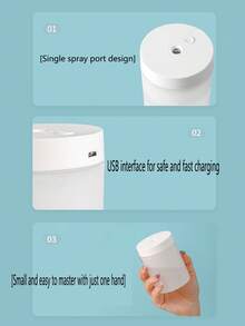1pc Mini USB Ultrasonic Humidifier With Atmosphere Light, Portable Quiet Mist Maker Humidifier For Car Home Office, USB Powered Air Humidifier, Essential Oil Diffuser