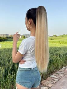 Claw Ponytail Extensions 26 Inch Ombre Long Straight Hair Soft Natural Looking Heat Resistant Fiber Synthetic Hairpiece For Women Girls Daily Use - Ombre - View 11