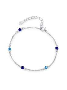 Pulseiras de corrente ajustável de zircônia colorida de prata esterlina 925 da moda para mulheres, joias para festa de aniversário, presente