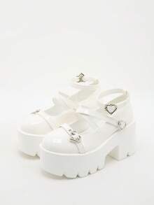 2025新款厚底圆头时尚厚底休闲高跟鞋女款性感牛津鞋，欧美学院风，适合所有季节