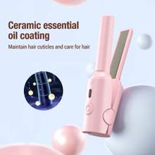 1pc Portable Hair Straightener & Curler, Mini USB-Powered Curler, Multi-Function Straightener With Curling Iron, Straight & Curly Hair Styling, Home/Outdoor/Travel (Requires Power Source), Includes USB Cable