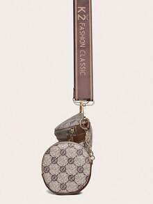 2pcs Set: 1 Patterned Waist Bag + 1 Coin Purse, Fashion Style