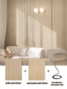 1 rollo de 300 cm, 13 pies cuadrados, paneles de pared con textura de madera 3D autoadhesivos, impermeables y a prueba de humedad, paneles decorativos de pared con textura de madera, adecuados para sala de estar, dormitorio, fondo de TV, renovación de paredes, decoración de pared de alta gama, adhesivo decorativo para habitación, papel tapiz, adhesivo de pared - Multicolor - Ver 2