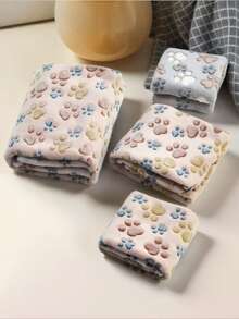 1 件爪印宠物毯，适合小型/中型猫和狗，薄珊瑚绒宠物睡垫，四季使用