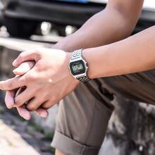 Mini Vintage Retro Premium Digital Watch For Men And Women Silver Rose Unisex Line - 銀黑色 - 查看 6