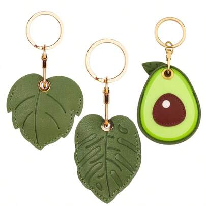 Étui de protection mignon avec motif de feuille et d'avocat pour Airtag, convient pour porte-clés GPS Apple, charm de voiture, porte-cartes, localisateur anti-perte, accessoires pour animaux de compagnie