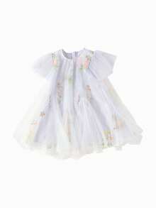 Balabala Girls' Dress Children's Summer Embroidered Princess Dress Stylish Chic - Purple - View 1