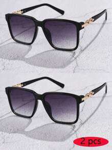 1 buc ochelari de soare pentru femei, cu aspect pătrat și gradient, stil retro, minimalist, versatili pentru exterior, vacanță, călătorii, pentru vacanță de vară la plajă, exterior, ochelari de soare de călătorie, cu lanț, stil elegant, ramă pătrată supradimensionată