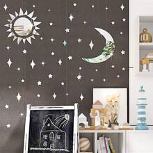1pc Removable 3D Acrylic Mirror Surface Crystal Moon And Stars Wall Sticker, Home Decor Art Wall Decal, Suitable For Children Bedroom, Boys Girls Room, Ceiling, Bathroom, TV Background Wall Decor Room Decor Stickers Personalised Stickers - Multicolor - View 10