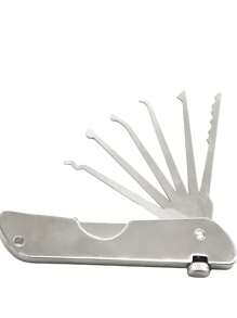 Set de 7 piezas para abrir cerraduras con una cerradura de entrenamiento transparente 2 en 1 de LockCowboy. Gadgets geniales para hombres e incluye guías electrónicas para cerrajeros principiantes y profesionales, también se pueden utilizar para decoración.