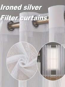 2pcs Modern Ironed Silver Flow Pattern Light-Filtering Curtains, Grommet Top, Machine Washable, Decorative Polyester Drapes For Living Room, All-Season, Uncorded, Woven, 120-140g - Arts Theme