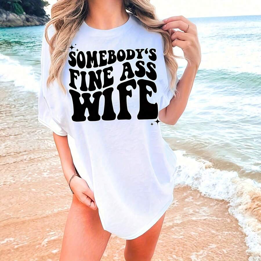 Somebody's Fine Ass Wife Shirt, Wifey Shirt, Retro Bride Shirt, Future Mrs Shirt, Bridal Shower, Bachelorette Gift  Wife - 白色 - 查看 1