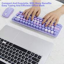 MOFII Ensemble clavier et souris sans fil mini MOFII de 68 touches à touches rondes, avec combiné clavier et souris sans fil portable de couleurs mélangées pour PC/ordinateur portable/bureau