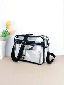 1 chiếc túi đeo chéo PVC trong suốt, túi du lịch đi biển chống thấm nước dành cho nữ, thích hợp cho các hoạt động ngoài trời, buổi hòa nhạc, các chuyến đi mùa hè, túi đeo vai hình vuông, có thể đựng mỹ phẩm, dây đeo có thể điều chỉnh và khóa kéo trơn tru, lý tưởng để làm quà tặng, đi làm, đi nghỉ mát. - Nhiều màu - Xem 2