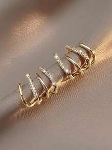 1 Pair Fashionable Personalized Metal 4-Claw Earrings, Suitable For Women's Daily Wear In Spring/Summer