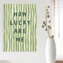 Framed "How Lucky Are We" Green Striped Canvas Art Print, Modern Aesthetic Wall Decor, Poster For Bedroom, Living Room, Office, Cafe, Bar, Indoor/Outdoor Use, Canvas Wall Art - Framed - View 5