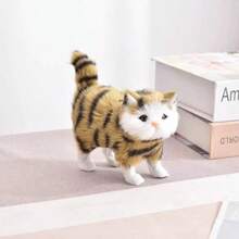 Peluche realista de gato, figura decorativa de gato lindo, ornamento de animal, regalo de Navidad/cumpleaños - Color aleatorio - Ver 7