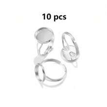 10/20 piezas de base de anillo ajustable de acero inoxidable apta para cabujones de cristal de 10/12/14/16/18/20/25 mm para hacer manualidades y joyería DIY