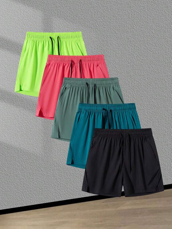 1pc Casual Solid Color Drawstring Waist Workout Shorts For Men, Suitable For Exercises, Fitness, Running, Travel & Outdoor, Must-Have Apparel For Teenagers And Men