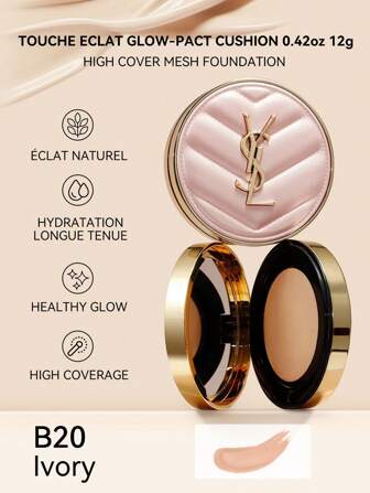 Yves Saint Laurent YSL TOUCHE ECLAT GLOW-PACT CUSHION #B20 Ivory-0.42oz 12g SPF 23/PA++ NATURAL. HIGH COVERAGE. LONG-LASTING HYDRATION