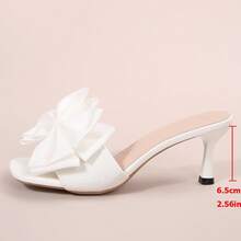 Women's Fashion Gold Bow High Heels, Stylish French Design Net Vamp Sandals Suitable For Dates, Shopping, Commuting, Business, Banquet, Party,Spring Summer Outfits - White - View 10
