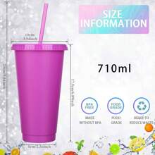 6 peças/Conjunto Copos Lisos de Cor Única de PP com 710ml, Copos de Bebida de Plástico para Festas, Férias na Praia, Dia das Mães, Lembrancinhas de Casamento