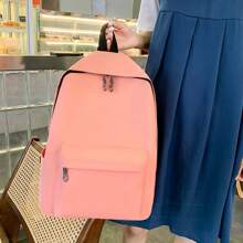 4pcs Back To School Set: Backpack, Stationery Bag, Document Bag, Mini Crossbody Bag, College Style, Solid Color, Large Capacity