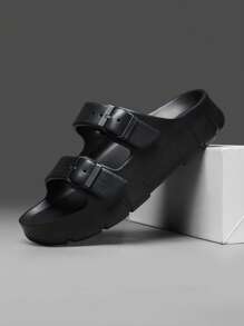 2025 Punk Adjustable Buckle Basic Casual Comfortable Slip-On Sandals, European & American Style