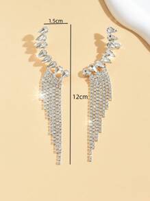 2pcs Women Copper Alloy Arc Tassel Earrings