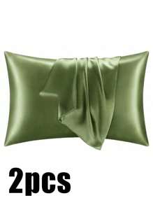 Luxurious Silky Soft Pillowcase - Breathable Skin-Friendly Cool Feel, Solid Color With Envelope Closure - Machine Washable Bedding Washed Silk Pillowcase Single Ice Silk Satin Silk Faux Silk Pillowcase Christmas Gift