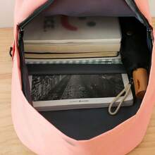 4pcs Back To School Set: Backpack, Stationery Bag, Document Bag, Mini Crossbody Bag, College Style, Solid Color, Large Capacity