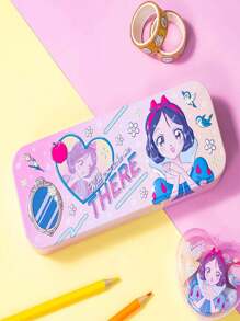 Disney 1pc Disney Double-Layer Metal Stationery & Pencil Case With Cute Cartoon Design, High-Quality Aesthetic Storage Organizer For School, Office, Home Use - Perfect Gift For Back To School, Graduation, Birthday,Pencil Pouch,School Bag