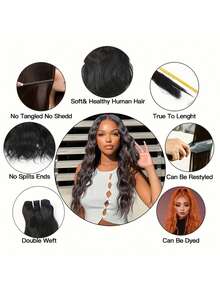 Cabello ondulado 1/3/4 paquetes de cabello virgen de la India, extensiones de cabello humano de onda natural, cabello suave y fiel a la longitud, cabello húmedo y ondulado para mujeres, cabello virgen sin procesar, color natural