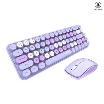 MOFII MOFII Mixed Colors USB 2.4G Wireless Mini Keyboard Mouse Set Portable 68 Keys Round Keycap Cute Wireless Keyboard Mouse Combo For PC/Laptop/Desktop