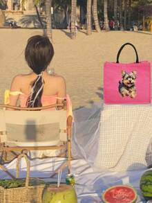 Running Puppy Black Shoulder Bag; Handbag; Handbag And Makeup Bag Combination; Large Capacity Handbag Paired With Exquisite Makeup Bag; One Shoulder Handbag And Makeup Bag