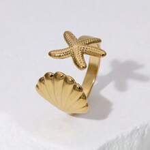 1pc Boho Ocean Style Minimalist Geometric Starfish Design Adjustable Toe Ring For Women