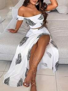 Prenda de una sola pieza Falda midi francesa vintage, silueta ajustada, estampado boho, de la colección Primavera/Verano, mezcla de poliéster y elastano, lavable a máquina. - Negro - Ver 3