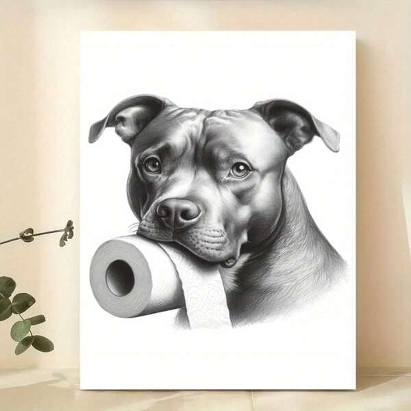 1pc Pit Bull Terrier Dog Wall Art Poster Living Room Bar Cafe Bedroom Office Home Decorative Canvas Painting Optional Frame Room Decor Bedroom Decor Wall Decor