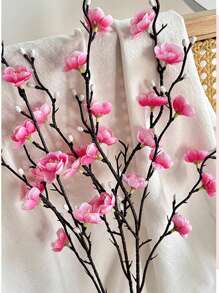 2/4/8Pcs Artificial Flowers Pink Plum Blossom 21.7'' Fake Winter Sweet Long Stem Plastic Flowers Home Hotel Office Wedding Party Garden Decor, Valentine Day, Gift Gifts Birthday Graduation Artificial Plant