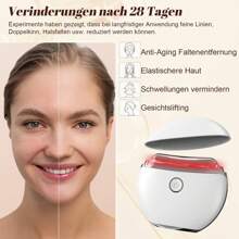 EMS Gua Sha, Gesichtsmassagegerät Gua Sha Elektrisch mit 4 Modi, Wärme&Vibration, Face Lifting Gerät mit Rot,Blau,Lila&Buntfarbigslicht, Geräte zur Faltenreduzierung & Anti-Aging-Geräte - Weiß