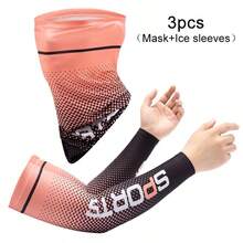 3pcs Gradient Color Ice Silk Arm Sleeves With Thumb Hole - Windproof, Sun Protection, Quick-Dry, Breathable Polyester For Cycling, Running, Hiking, Fishing & Outdoor Sports