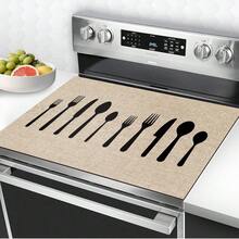 Stove Mat, Linen Texture Drainage Mat, Perfect Mat To Brighten Up The Kitchen, Coffee Coaster, Trivet, Stove Cover Mat, Decorative Mat, Utensil Drying Mat, Heat-Resistant, Anti-Slip, Anti-Scratch, Suitable For Stove, Counter, Cabinet, Dishwasher, Washing Machine, Dryer, Induction Cooktop And Ironing, Glass Ceramic Stove Protector, Heat-Resistant, Anti-Slip, Anti-Scratch Stove Top Cover Mat - Multicolor - View 3