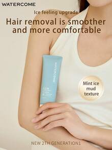 WATERCOME 30克舒缓脱毛膏，薄荷清凉感，温和脱毛，香味宜人，适用于腋下、比基尼线、手臂和腿部，无痛无瑕脱毛，敏感配方，适合所有肤质。