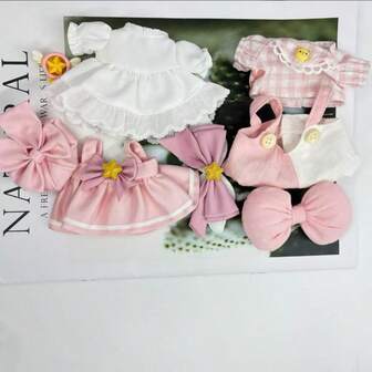 1 piesă (doar ținută pentru păpușă) Set de ținute pentru păpușă de 17 cm, rochie și salopetă pentru păpușă din polirășină, într-o poziție drăguță de petrecere.