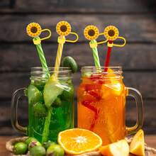 10mm 1/2/4pcs 向日葵硅胶吸管塞盖，大直径吸管防尘盖，适合 30 盎司和 40 盎司玻璃杯、杯子配件、节日礼物、厨房用品、圣诞礼物 - 彩色 - 查看 20